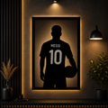 Lionel Messi Standing with Football LED Backlit Wall Art