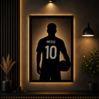 Lionel Messi Standing with Football LED Backlit Wall Art