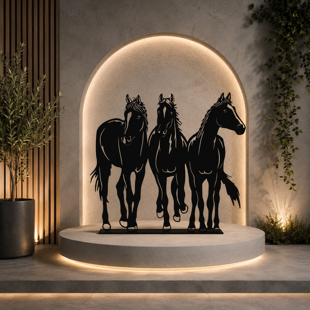 Premium Metal Three Horses Tabletop Showpiece