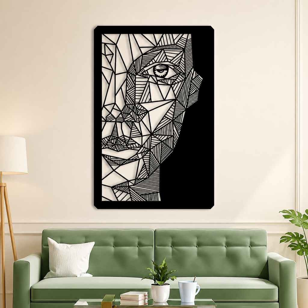 Modern Metal Face Line Art Wall Decor