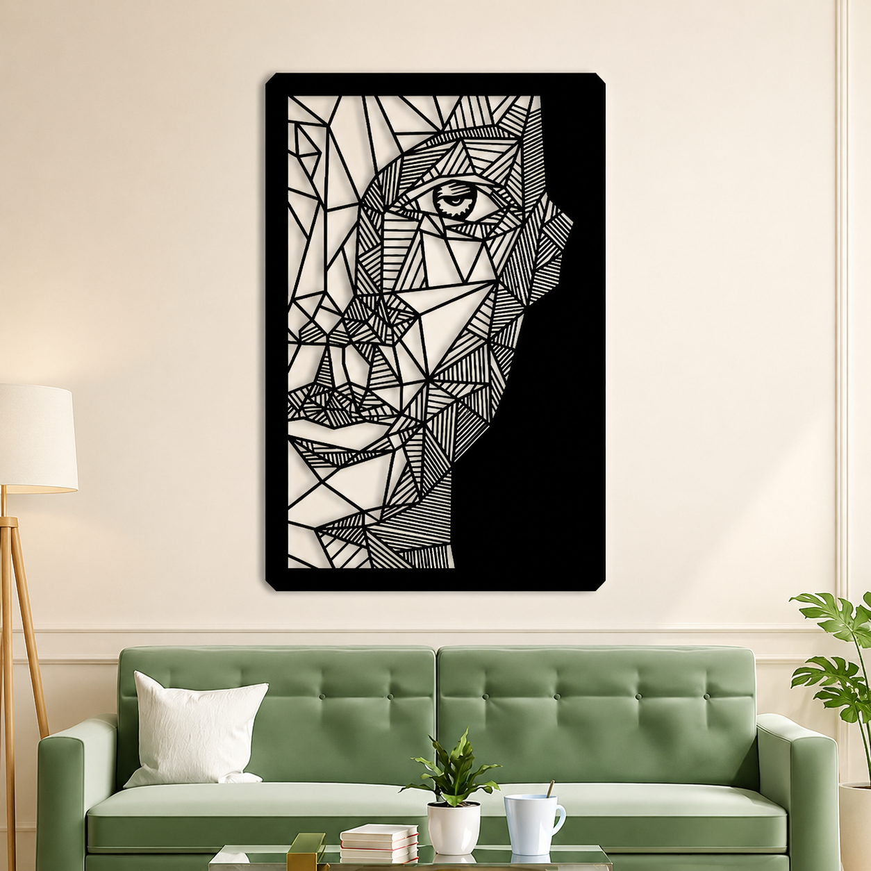 Modern Metal Face Line Art Wall Decor