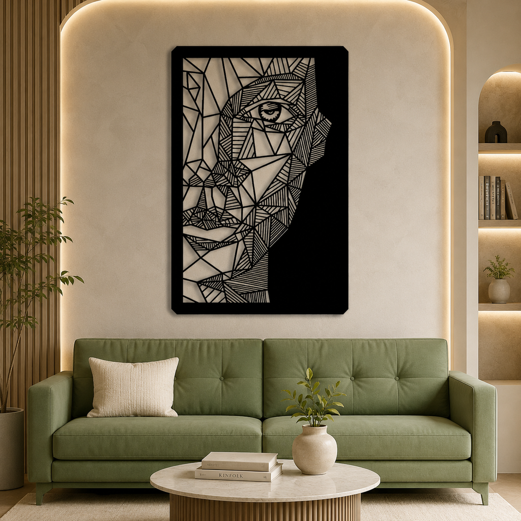 Modern Metal Face Line Art Wall Decor