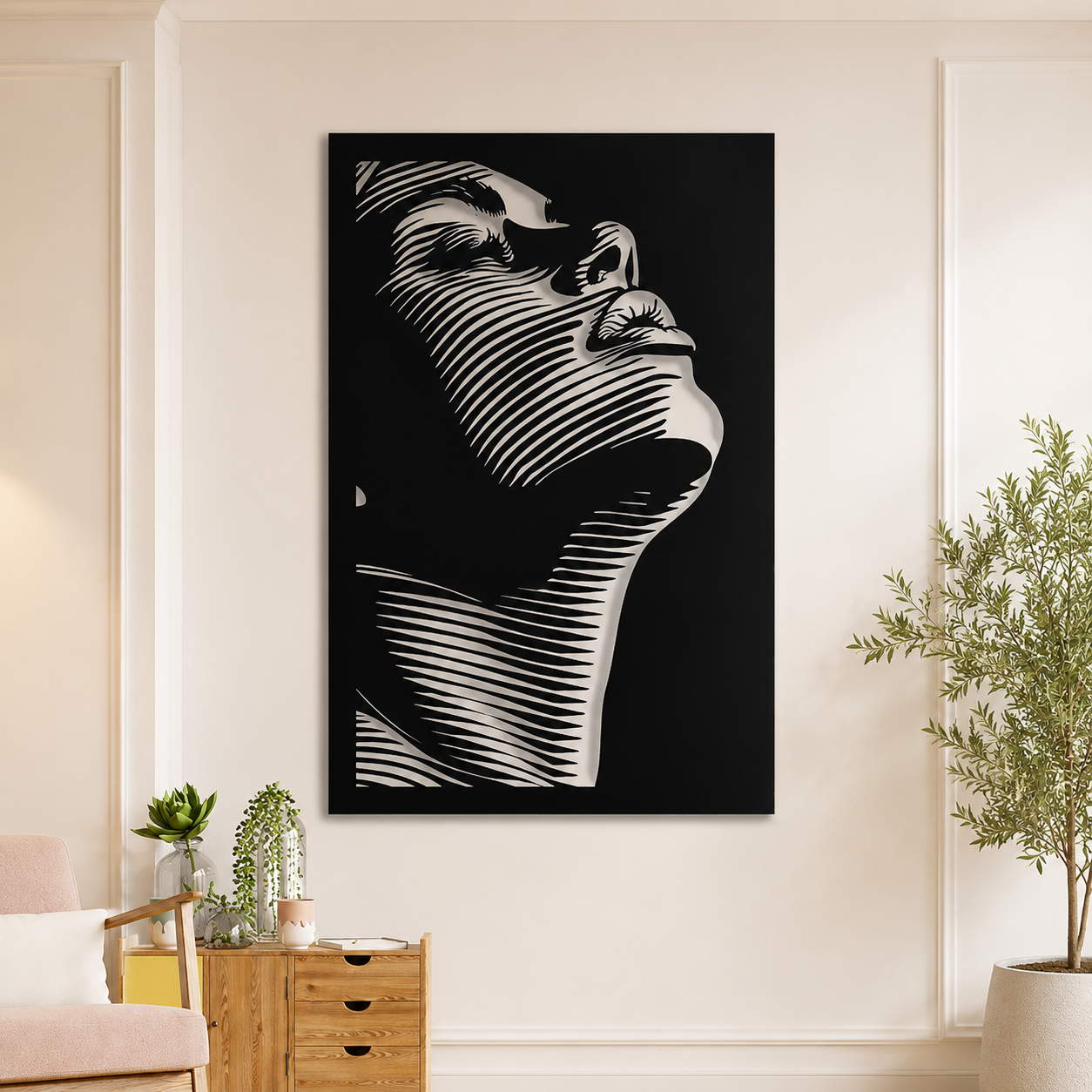 Minimalist Face Line Art LED Wall Decor