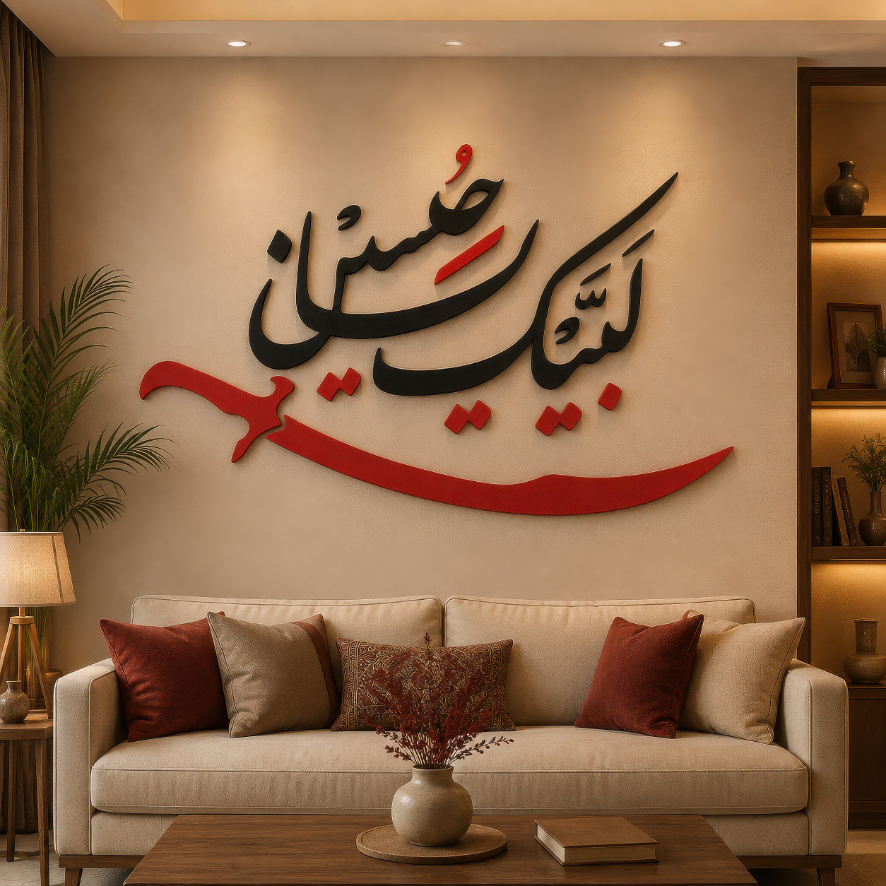 Labaik Ya Hussain Acrylic Wall Decore DIY Kit – Premium Red Black Islamic Art