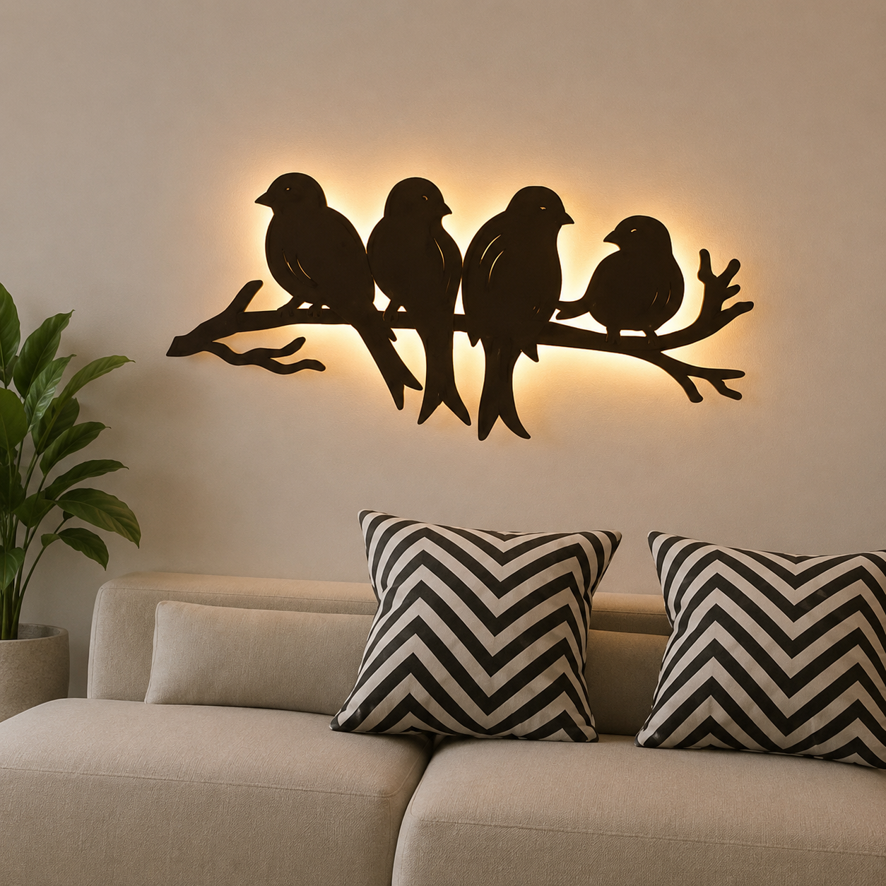Birds on Branch Metal Wall Art