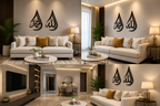 Allah & Muhammad Islamic Wall Art Set – Modern Arabic Calligraphy Wall Decor