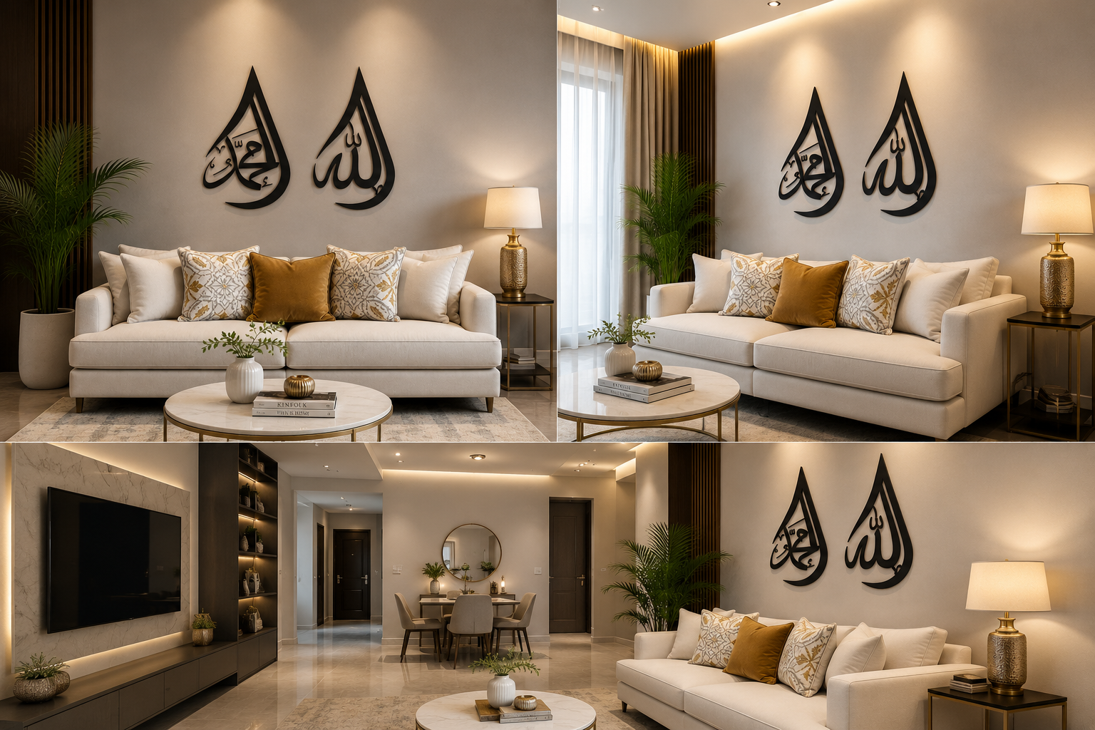 Allah & Muhammad Islamic Wall Art Set – Modern Arabic Calligraphy Wall Decor