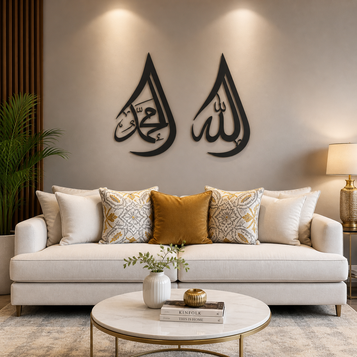 Allah & Muhammad Islamic Wall Art Set – Modern Arabic Calligraphy Wall Decor