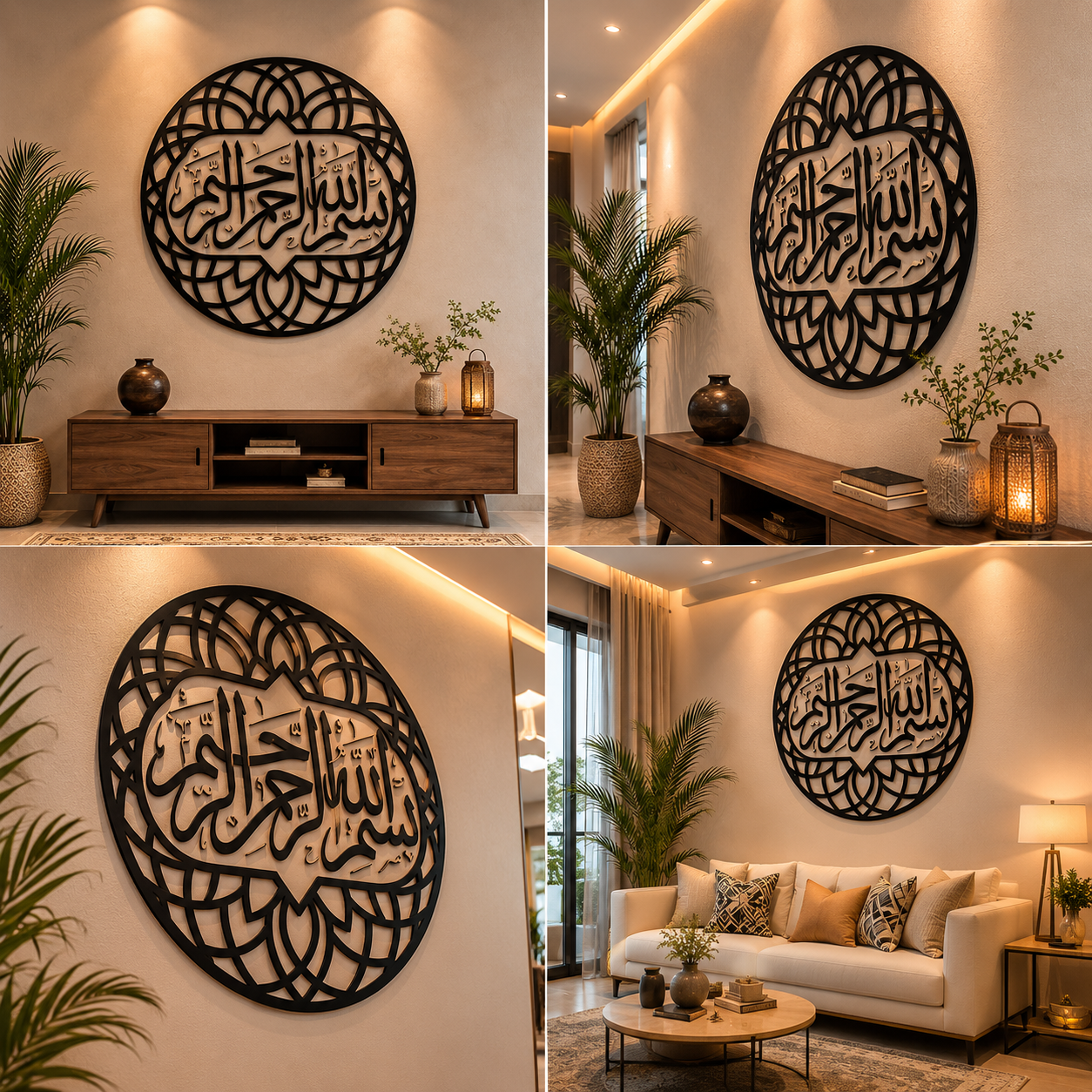 Bismillah-ir-Rahman-ir-Rahim Islamic Wall Art – Round Arabic Calligraphy Wall Decor
