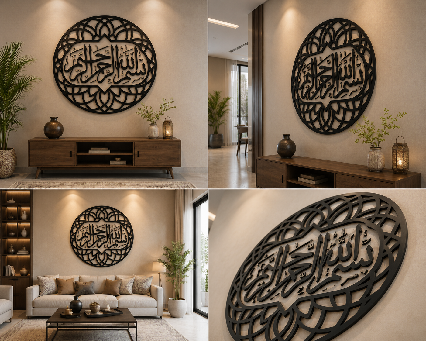 Bismillah-ir-Rahman-ir-Rahim Islamic Wall Art – Round Arabic Calligraphy Wall Decor