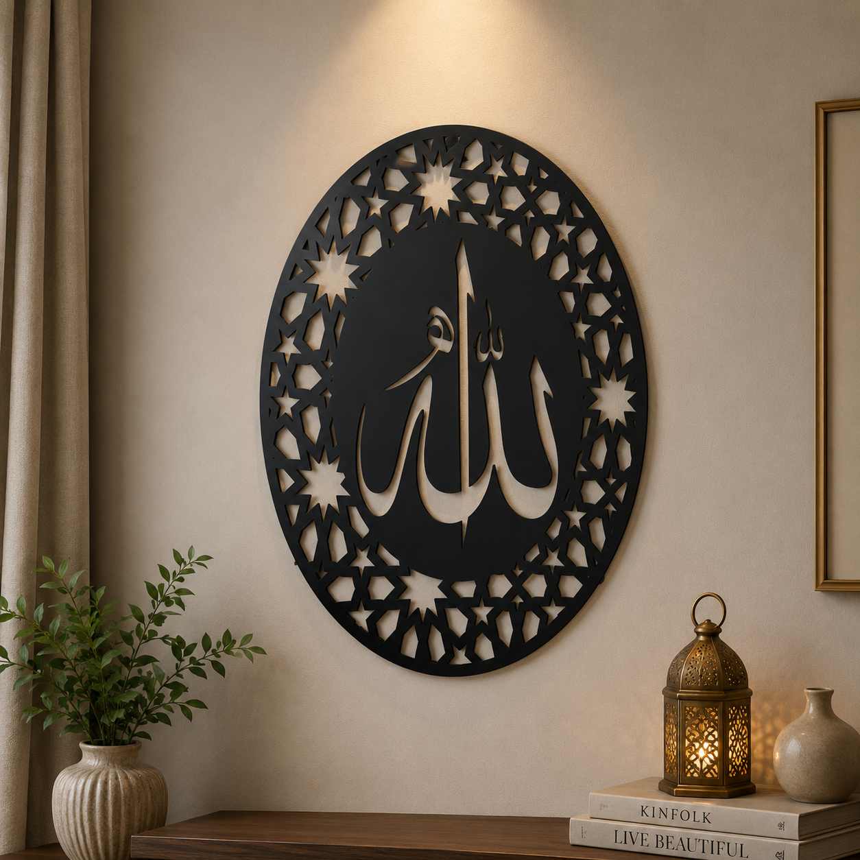 Luxury Circular Allah Metal Wall Art - Modern Islamic Decor