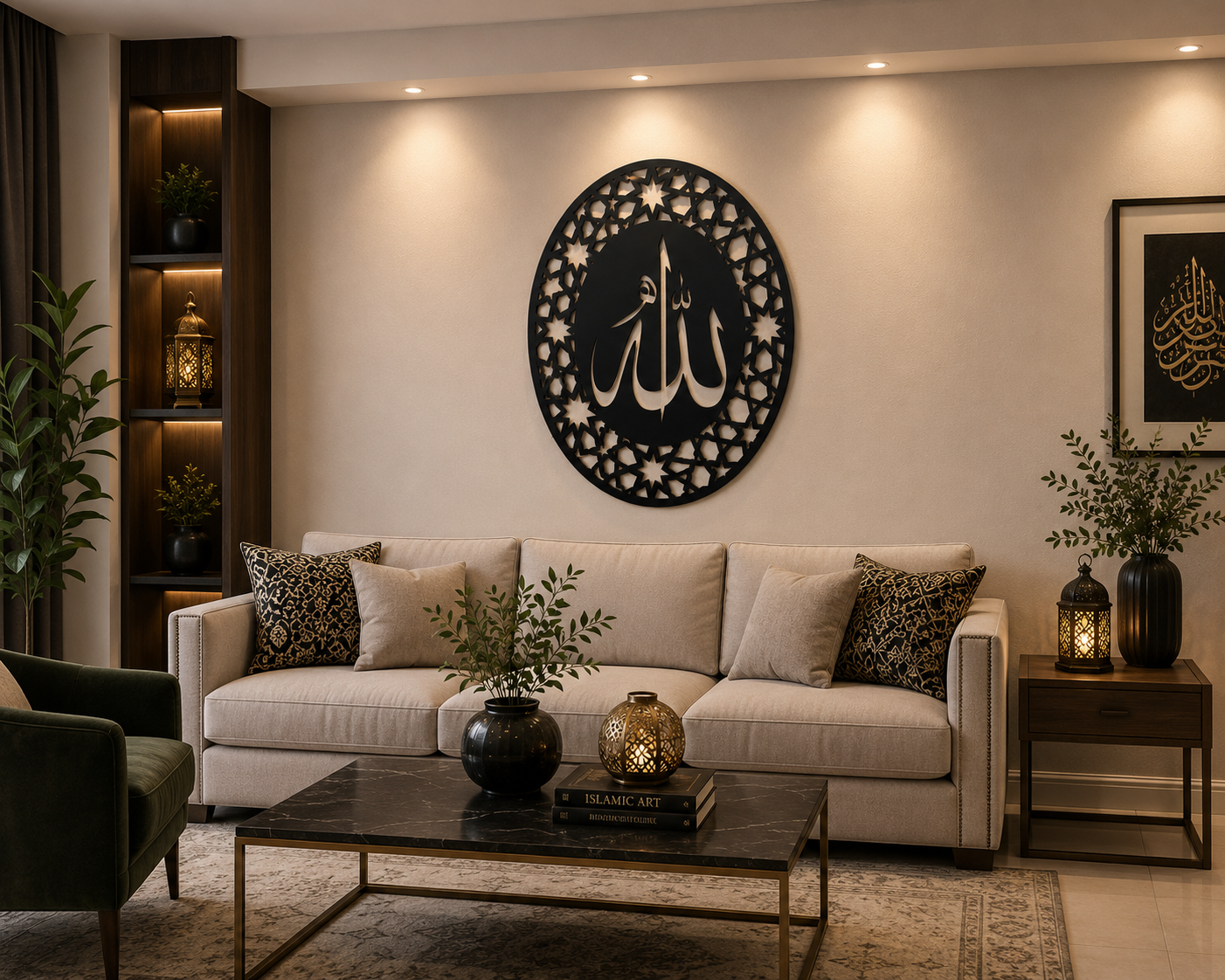 Luxury Circular Allah Metal Wall Art - Modern Islamic Decor
