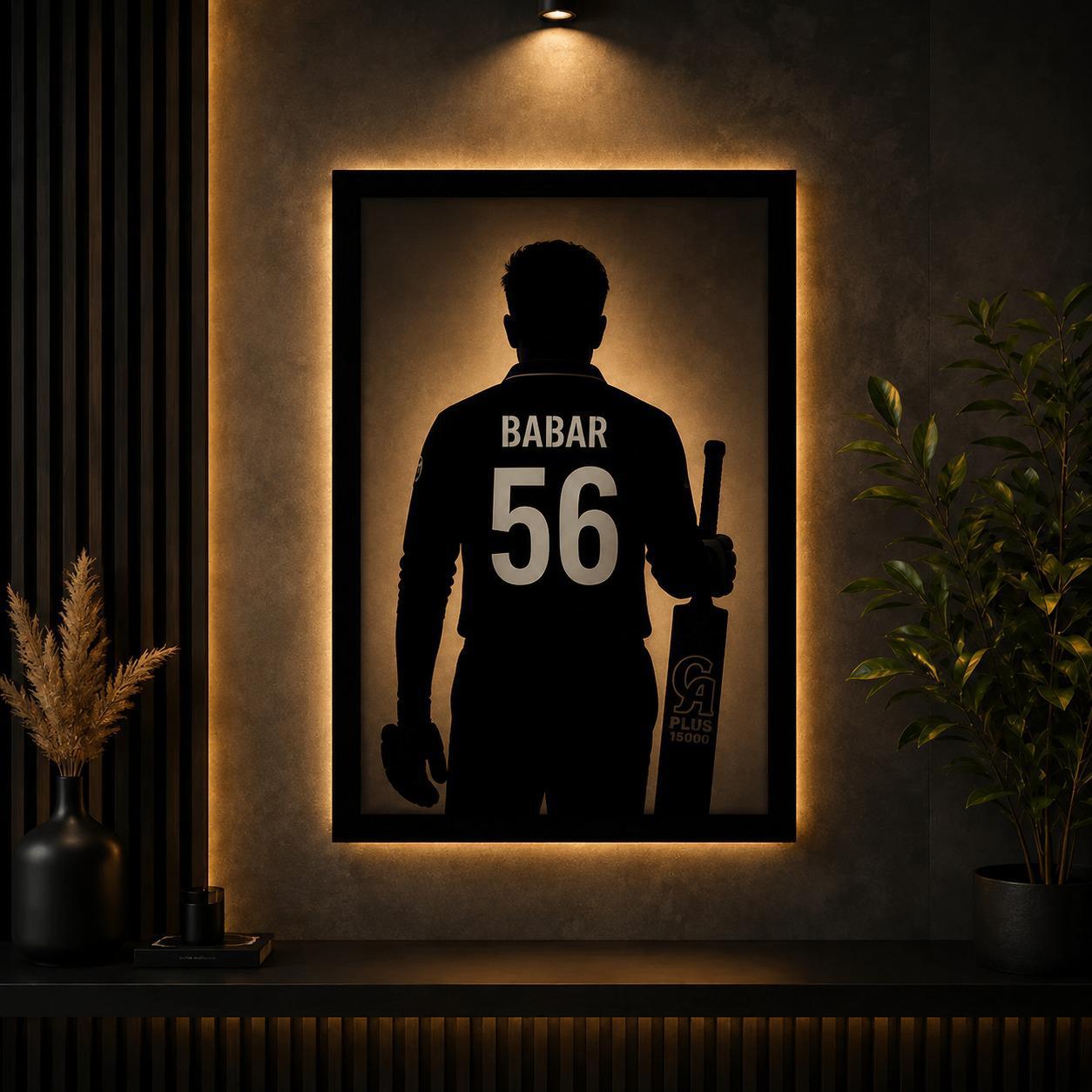 Babar Azam "56" LED Metal Art