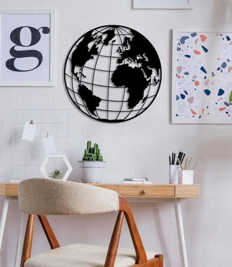 World Map Metal Wall Art