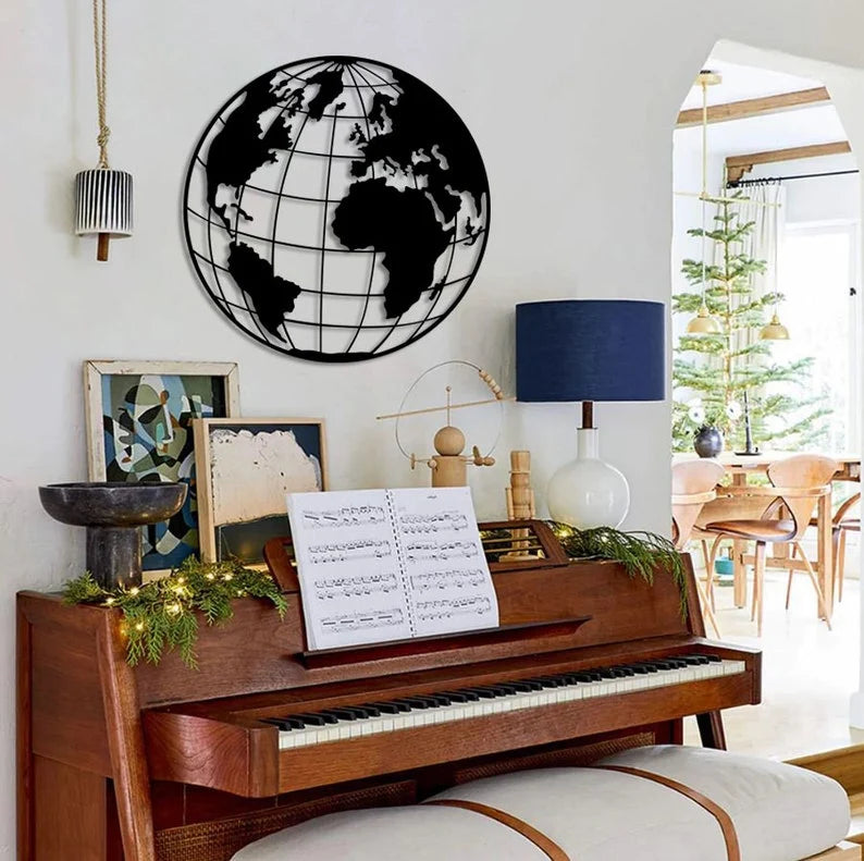 World Map Metal Wall Art