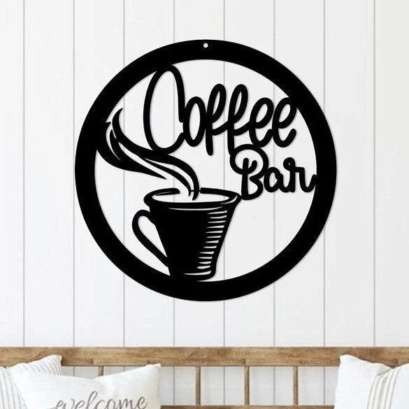 Modern Coffee Bar Metal Wall Art