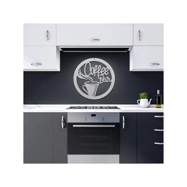 Modern Coffee Bar Metal Wall Art