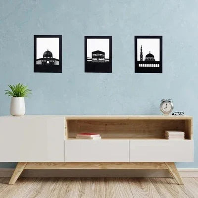 3 Piece Islamic Kaaba Metal Wall Art Set