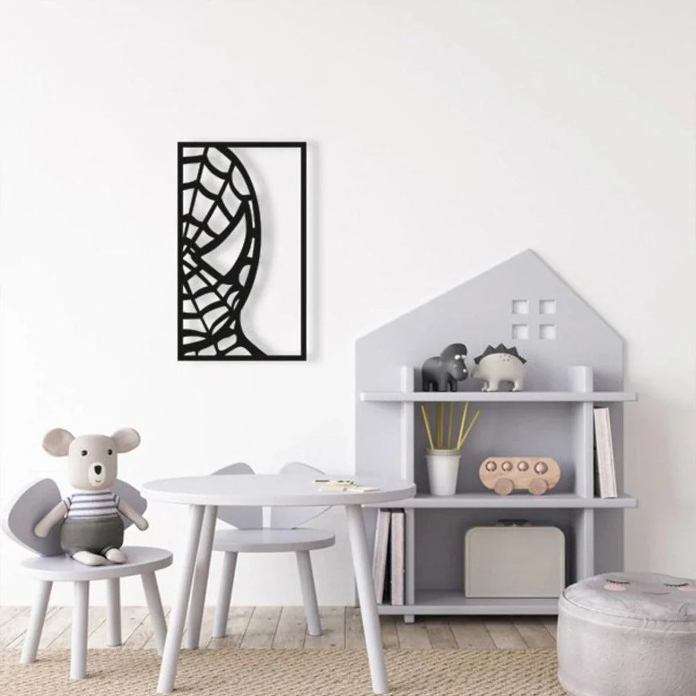 Black Spider Web Metal Wall Art – Modern Geometric Wall Decor